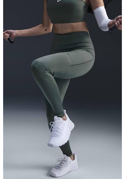 Nike Go Firm Support High Rise Full Length Kadın 6 Cepli Lazer Kesim Antreman Taytı Koyu Yeşil Koyu Yeşil