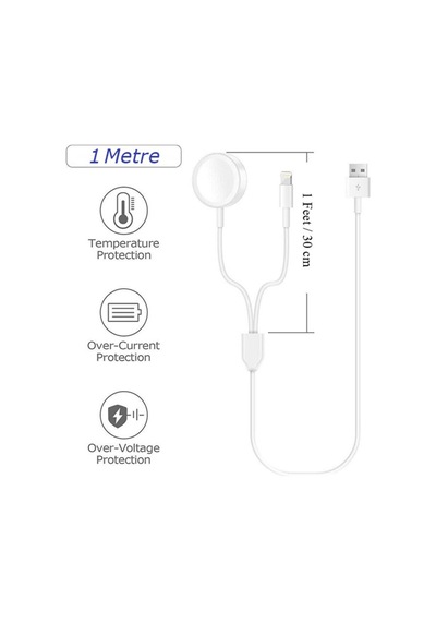 Ally 2In1 Iwatch 1-2-3-4 Wireless Şarj- Apple Uyumlu iPhone  Usb Şarj Kablosu (371596448)-Beyaz
