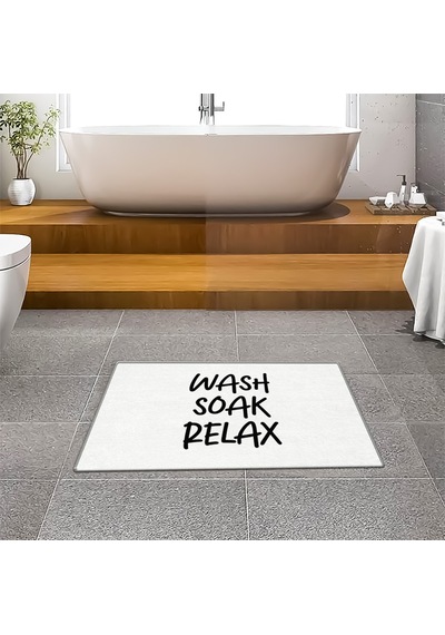 Evaşk Banyo Paspası İpeksi Kadifemsi Halı Yüzey Kaymaz Taban 40x60 BM03640B Beyaz