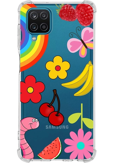 Prinrify Samsung Galaxy M32 Uyumlu Water Color 5 Baskılı Şeffaf Köşe Korumalı Antişok Kılıf
