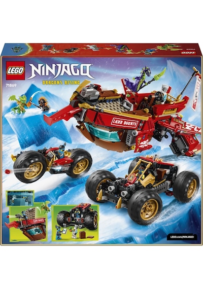 LEGO® NINJAGO® Kara Gemisi 71869 - 9 Yaş ve Üzeri Çocuklar için 3 Araç ve 6 Minifigür İçeren Oyuncak Yapım Seti (1214 Parça)