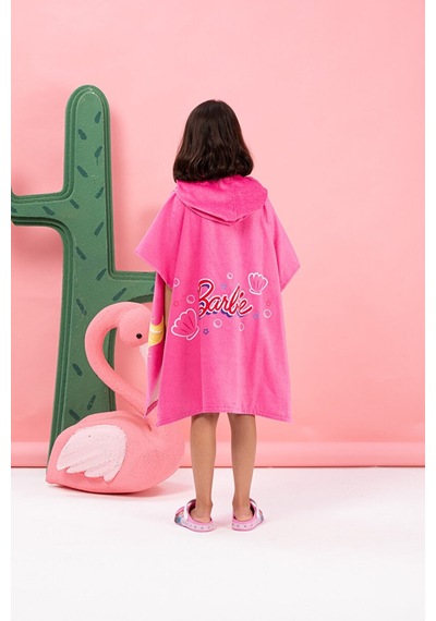 Özdilek Barbie Sea Lisanslı Kadife Çocuk Panço 4/9 Yaş 410930 Pembe