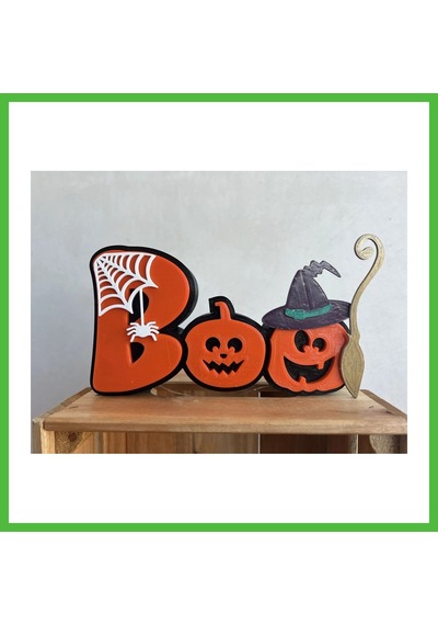 Vaveni 3d Baskı Boo Yazılı Halloween Masa Süsü Örümcek Ağı Balkabağı Detaylı Cadılar Bayramı Dekoru Turuncu Siyah Arz