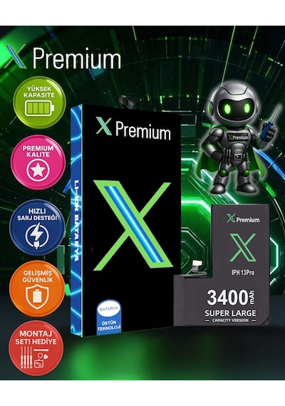Apple Uyumlu iPhone  13 Pro Batarya Pil Süper Yüksek Kapasiteli Güçlendirilmiş 3400 Mah Xpremium