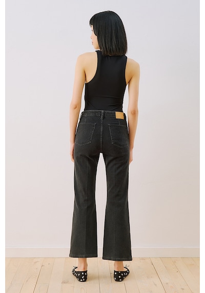 Manuka Orta Bel Flare Paça Jean Siyah Ss26pnt00014-01