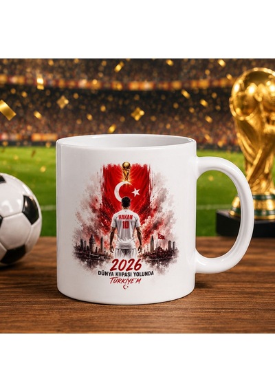 Bk Gift Kişiye Özel Türkiye Taraftar Temalı 2026 Dünya Kupası Tasarımlı Beyaz Kupa Bardak -3, Tek Yürek Milli Takım Ruhu