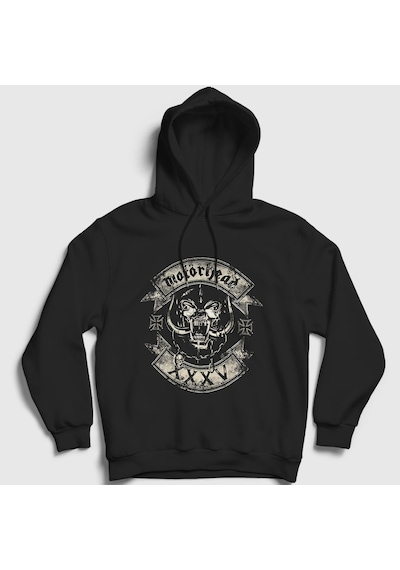 Presmono Unisex Xxxv Motörhead Kapüşonlu Sweatshirt Siyah