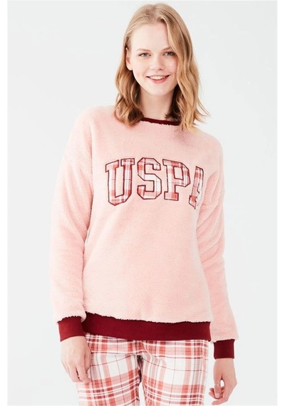 U.S. Polo Assn. U.s Polo Assn. 16651 Kadın Uzun Kollu Pijama Takımı-somon