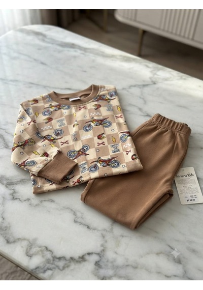 Kapitex Erkek Çocuk Pijama Takımı Kahverengi