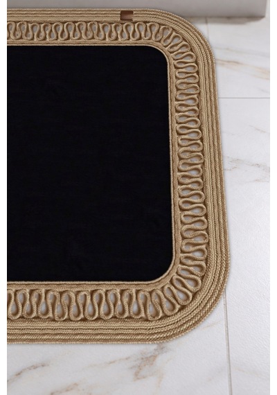 Banyo Paspası Takımı 70x110+50x70 Cm İç Trikot Siyah & Hasır