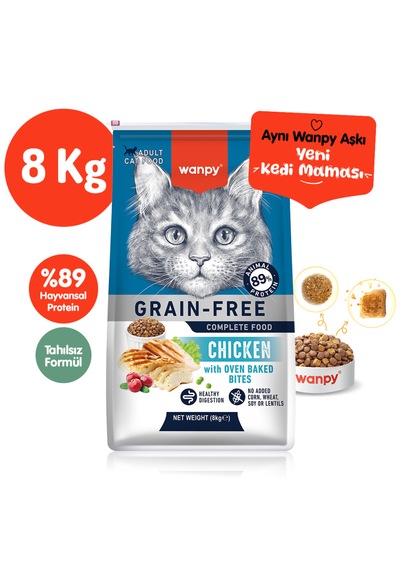 Wanpy Tahılsız Tavuklu Yetişkin Kedi Maması 8 Kg