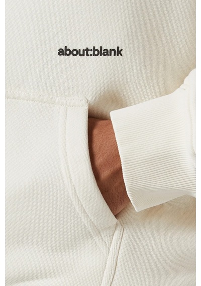 About Blank Off White Heavyweight Cotton Box Hoodie Erkek Sweatshirt Kırık Beyaz