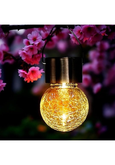 Kırık Cam Tasarımlı Güneş Enerjili Askılı Led Işık Dekor Çok renkli