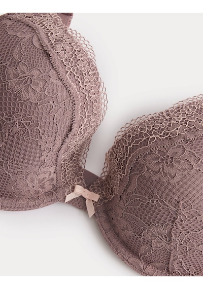 Marks & Spencer Dantelli Balenli Plunge Sütyen T33000318 Kahverengi