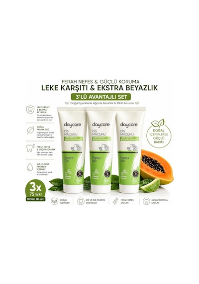 Papaya Özlü Glutensiz Diş Macunu 3'lü