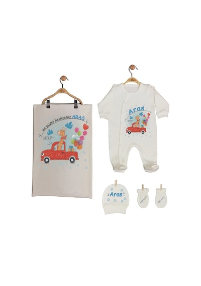 Pia Baby Gl 1902-02 İsme Özel Beşli Tulum Set Krem