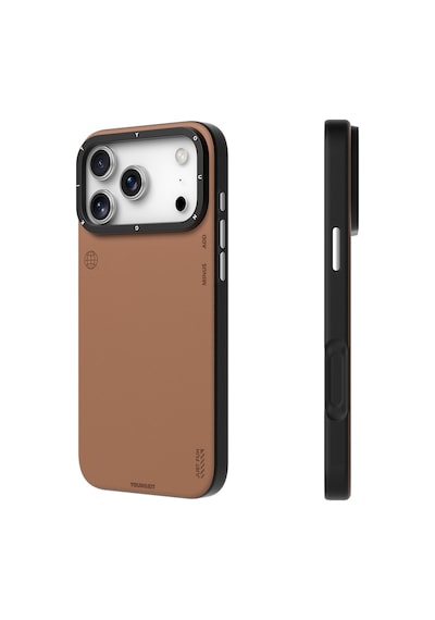 Apple Uyumlu iPhone 17 Pro Max Kılıf M-safeli Basit Mat Deri Desenli Youngkit Tech Fashion Seri Kapak Kahverengi Kahverengi