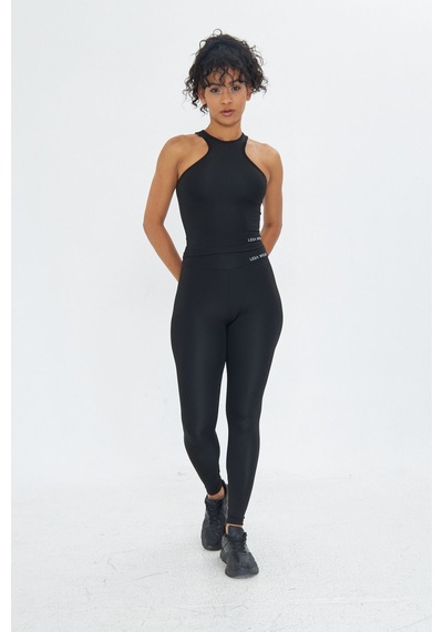 Sportempt Lesa Wear Çapraz Detaylı Basic Spor Crop Atlet Siyah