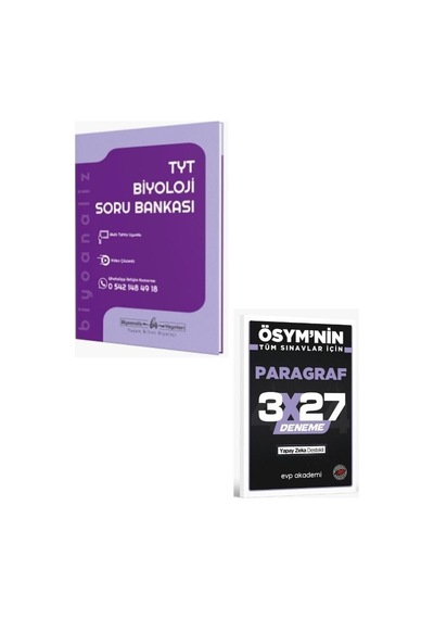 2027 Biyoanaliz 2027 Tyt Biyoloji Soru Bankası+ Evp Akademi Paragraf