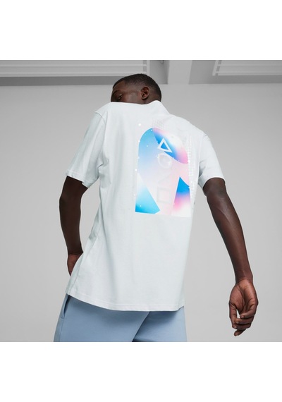 Puma Puma X Playstation Erkek Mavi Yuvarlak Yaka Tişört Mavi