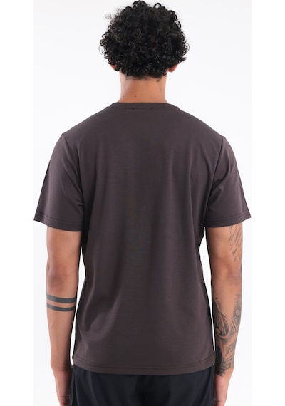 Rowinger Modal İnterlock Kumaş Minimal Logolu Bisiklet Yaka Erkek Spor T-shirt Brown