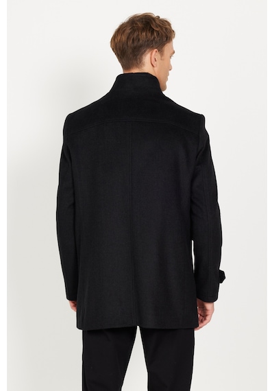 Ac&Co / Altınyıldız Classics Erkek Sıyah Standart Fit Normal Kesim Gömlek Yaka Yünlü Desenli Palto Siyah Ac&Co / Altınyıldız Classics Erkek Sıyah Standart Fit Normal Kesim Gömlek Yaka Yünlü Desenli Palto Siyah