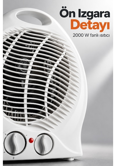 Termostat Ve Kademe Ayarlı Beyaz Fanlı Isıtıcı Standart