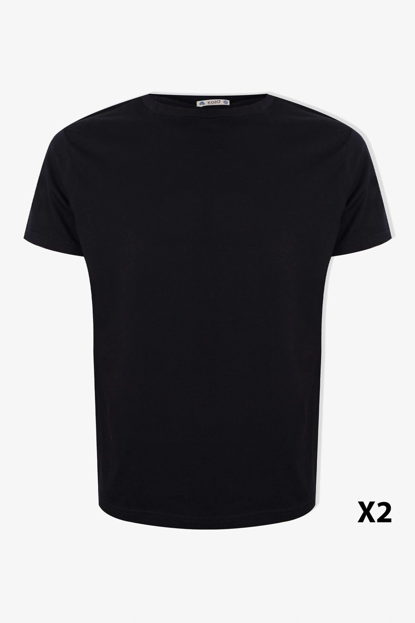 Koza İç Giyim Erkek 2'li Basic Likralı T-shirt Ko103et-1 Siyah