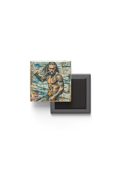 Aquaman - Baskılı Buzdolap Magneti Kare - 9x9 Cm