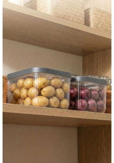 2'li 12 Lt Multibox Füme Kayar Kapaklı Saklama Kabı & Erzak Kabı & Patates Soğan Kovası Siyah