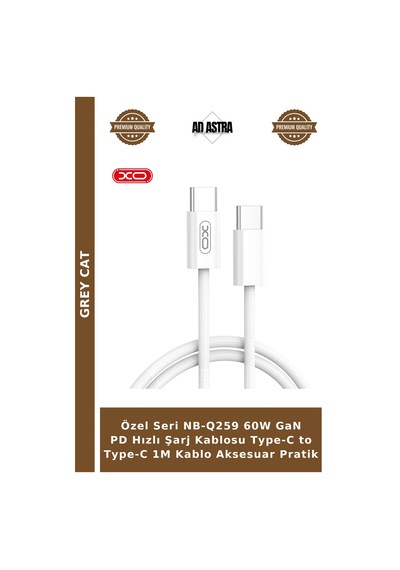 Özel Seri Nb-q259 60w Gan Pd Hızlı Şarj Kablosu Type-c To Type-c 1m Kablo Aksesuar Pratik
