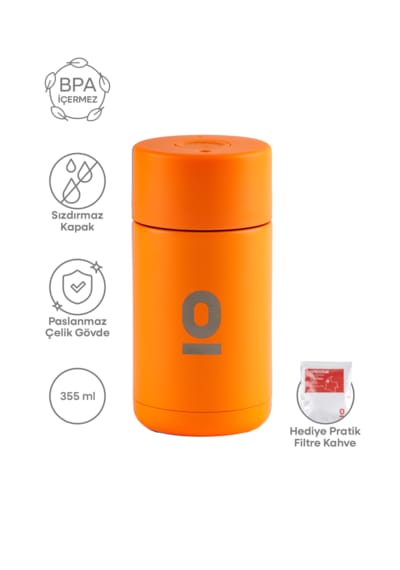 Frank Green Turuncu Düğme Kapaklı Mini Termos 355 ML No:124