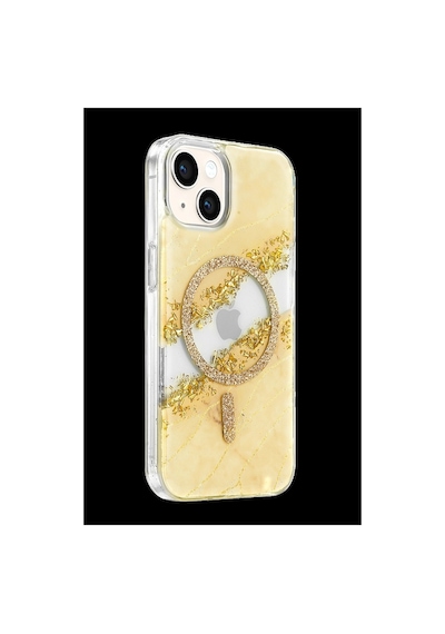 Onegif Apple iPhone Uyumlu 14 Lotus Simli Magsafe Kapak - Gümüş İtdark56939
