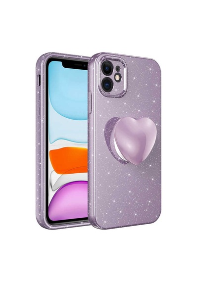 Apple iPhone Uyumlu 11 Kılıf Simli Soketli Kamera Korumalı Silikon Üstün Koruma Pazarplus Mor