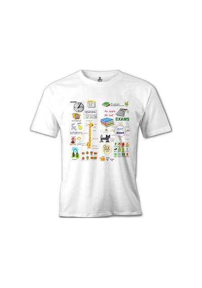 İngilizce - Sınavlar Beyaz Erkek Tshirt