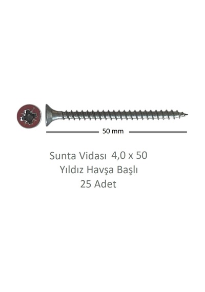 Sunta Vidası, 4,0 X 50 Mm, 25 Adet, Yhb Vida 4 x 50