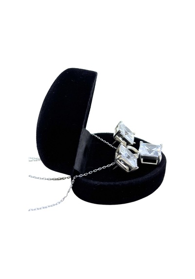 Oya Silver Kare Baget Işıltılı Gümüş Set&takım