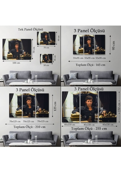 Es10 Özel Tasarım, Dekortif BaskıScarface Alpacino İtalyan Mafya Kanvas Tablo-5137 (35 x 50)