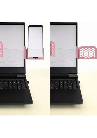3d Baskı Monitor Telefon Tutucu - Petek Desenli Laptop Kenar Telefon Tutucu-pembe Diğer