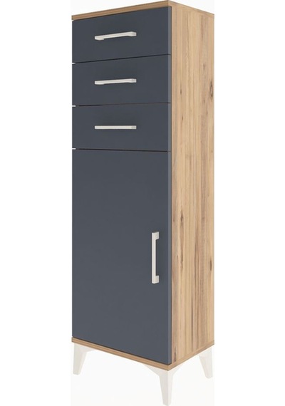 Arges Dolap 3 Çekmeceli Tek Kapaklı 44x30x134 Çam-antrasit Çam