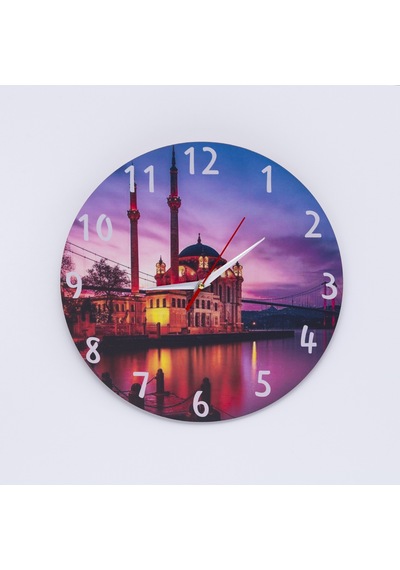 Deep Craft Dekoratif Ahşap Duvar Saati Salon,ofis,büro,ev Şık Tasarım- İstanbul Manzara Çok Renkli