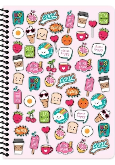 A4 80 Yaprak 3 Kareli+1 Çizgili Plastik Kapaklı Spiralli Sweet Fun Defter 4 Adet