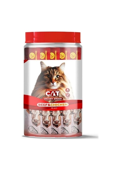 Eurogold Cat Creamy Dana - Tavuk Sıvı Kedi Ödül Maması 30 x 15 G
