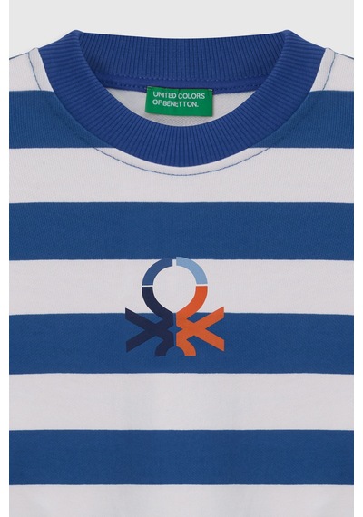 United Colors Of Benetton Erkek Çocuk Sweat Bntb23297 Mavi Çizgili Mavi Çizgili