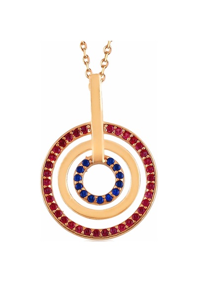 Kadın Zirkon Taşlı İç İçe Gümüş Halkalar Kolye N075301 Rose Gold