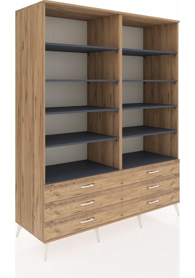 Kronos Gardrop 10 Raflı 6 Çekmeceli 176x59x221 Çam-antrasit/çam Antrasit/çam Kronos Gardrop 10 Raflı 6 Çekmeceli 176x59x221 Çam-antrasit/çam Antrasit/çam