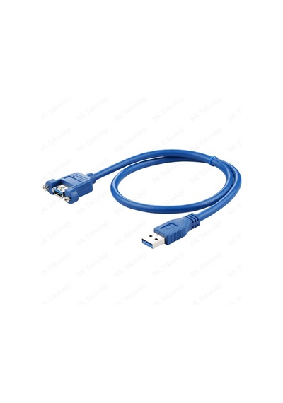 Panel Tipi Vidalı USB 3.0 Dişi-Erkek Uzatma Kablosu - 1Metre