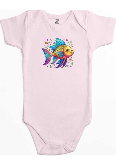 Zepplin Giyim Colorful Fish Pembe Bebek Body Zıbın