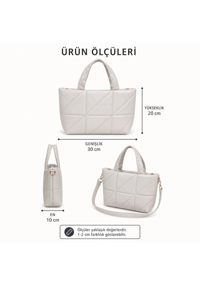 Zeydila Kapitone Desenli Şık Omuz Çantası 30x20x8 Cm GRİ