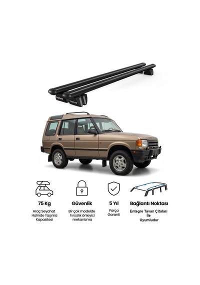 Pençe Land Rover Range Rover 1994-2002 Uyumlu Siyah Ara Atkı 135cm Port Bagaj Tavan Barı